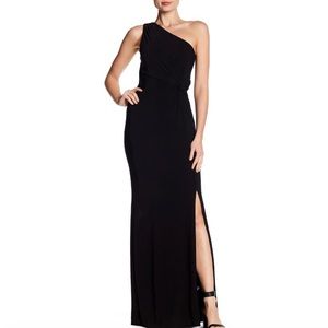 One Shoulder Gown in black by Shelli Segal